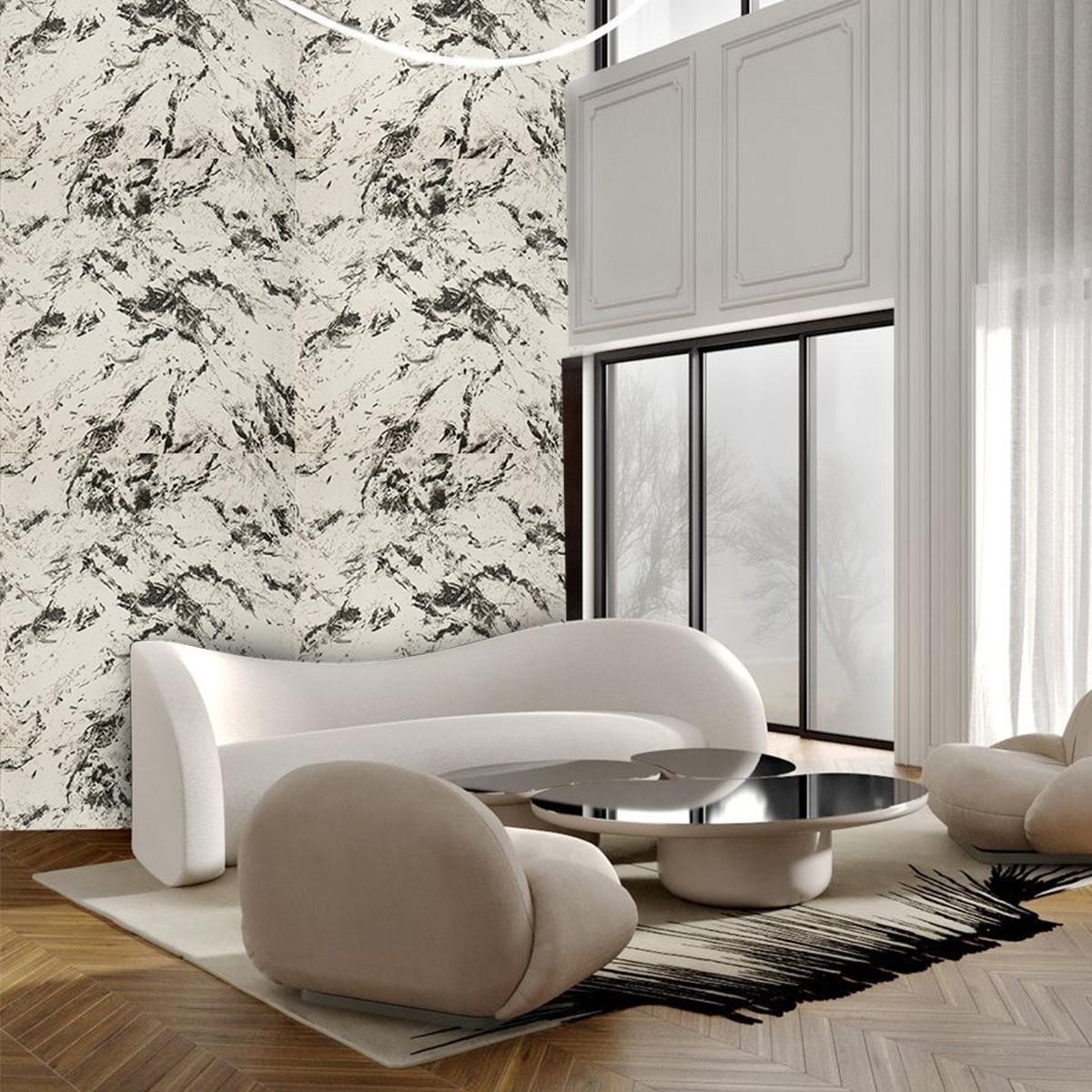 Тапет в бяло и черно текстуриран  Vividium | Decoratis