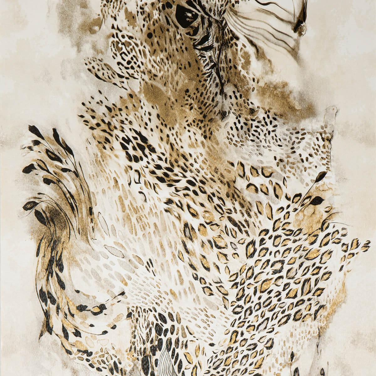 Тапет в златно с природни мотиви Nature Elegance | Decoratis