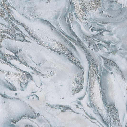 Тапет в светлосиньо със сребристи акценти Royale Silk | Decoratis