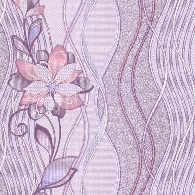 Тапет в бяло и лилаво с цветя Lavender Flow | Decoratis