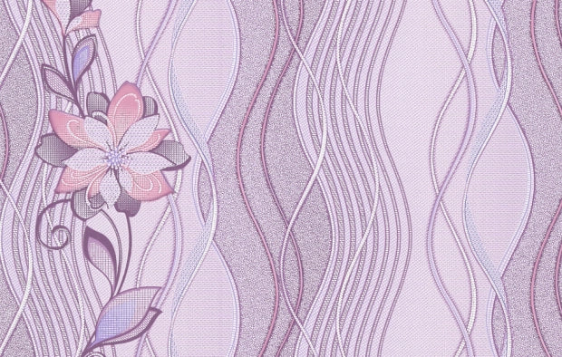 Тапет в бяло и лилаво с цветя Lavender Flow | Decoratis