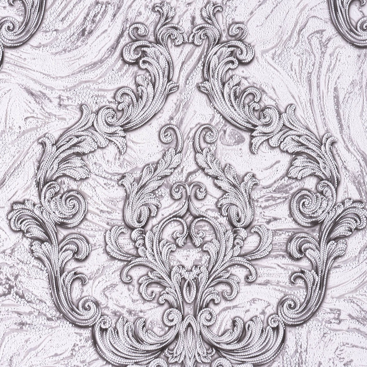 Тапет в сиво с бароков дизайн Baroque Elegance | Decoratis