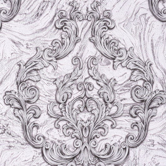 Тапет в сиво с бароков дизайн Baroque Elegance | Decoratis