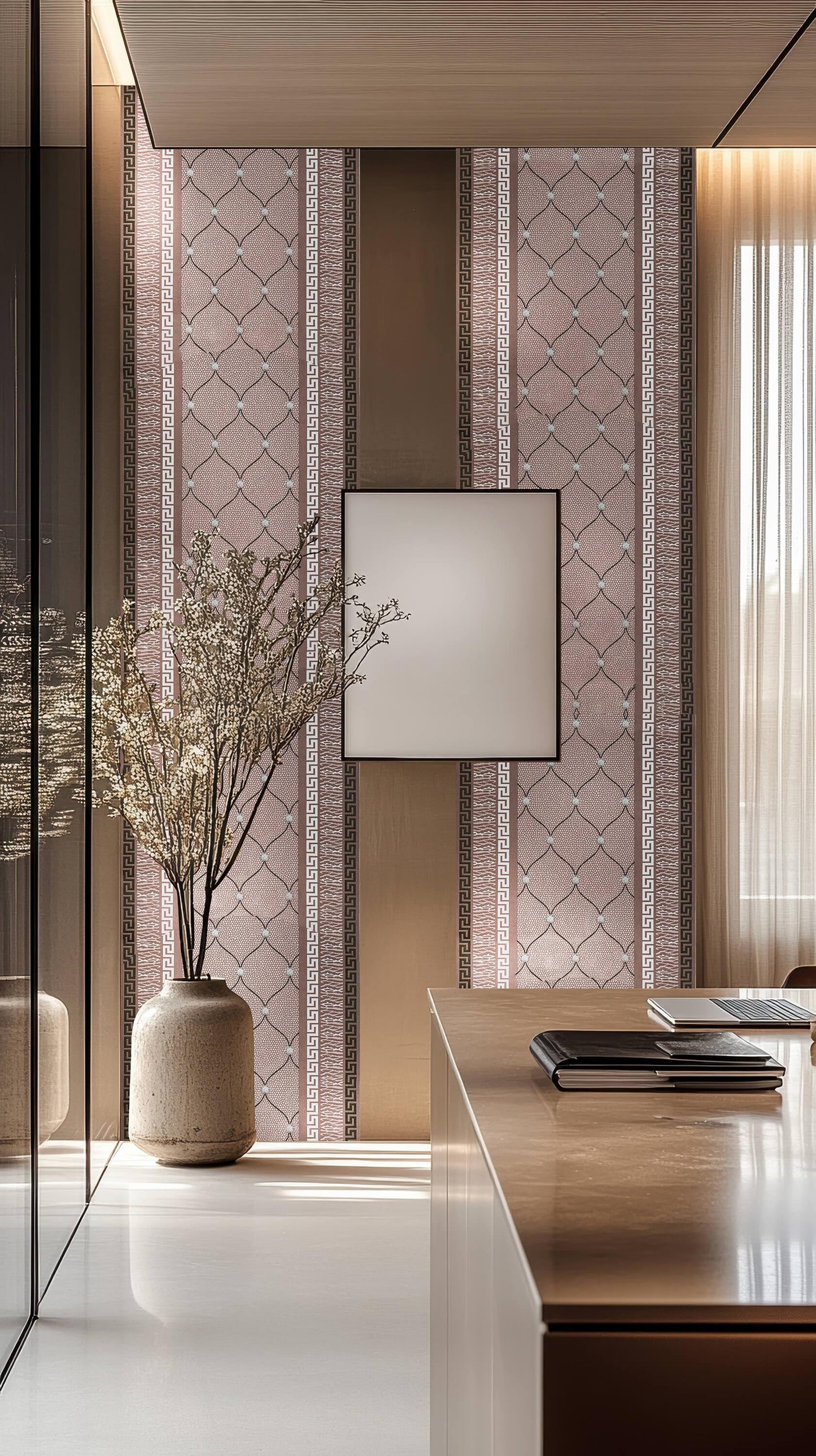 Тапет с ретро дизайн в пепел от рози Classic Couture | Decoratis