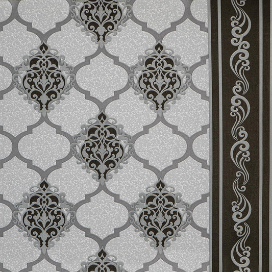 Тапет в сиво с барокови орнаменти Renaissance Aura | Decoratis