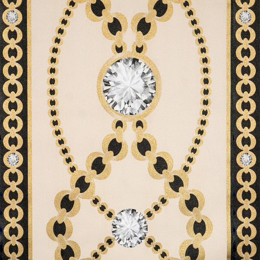 Тапет в бежово и кафяво със златна верига Royale Chains | Decoratis