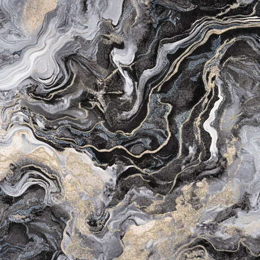 Тапет в черно и сиво със златисти акценти Black Marble | Decoratis