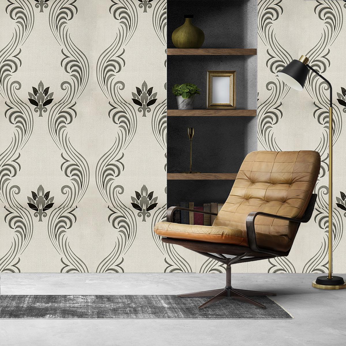 Тапет в сиво с флорални мотиви Serenity Blooms | Decoratis