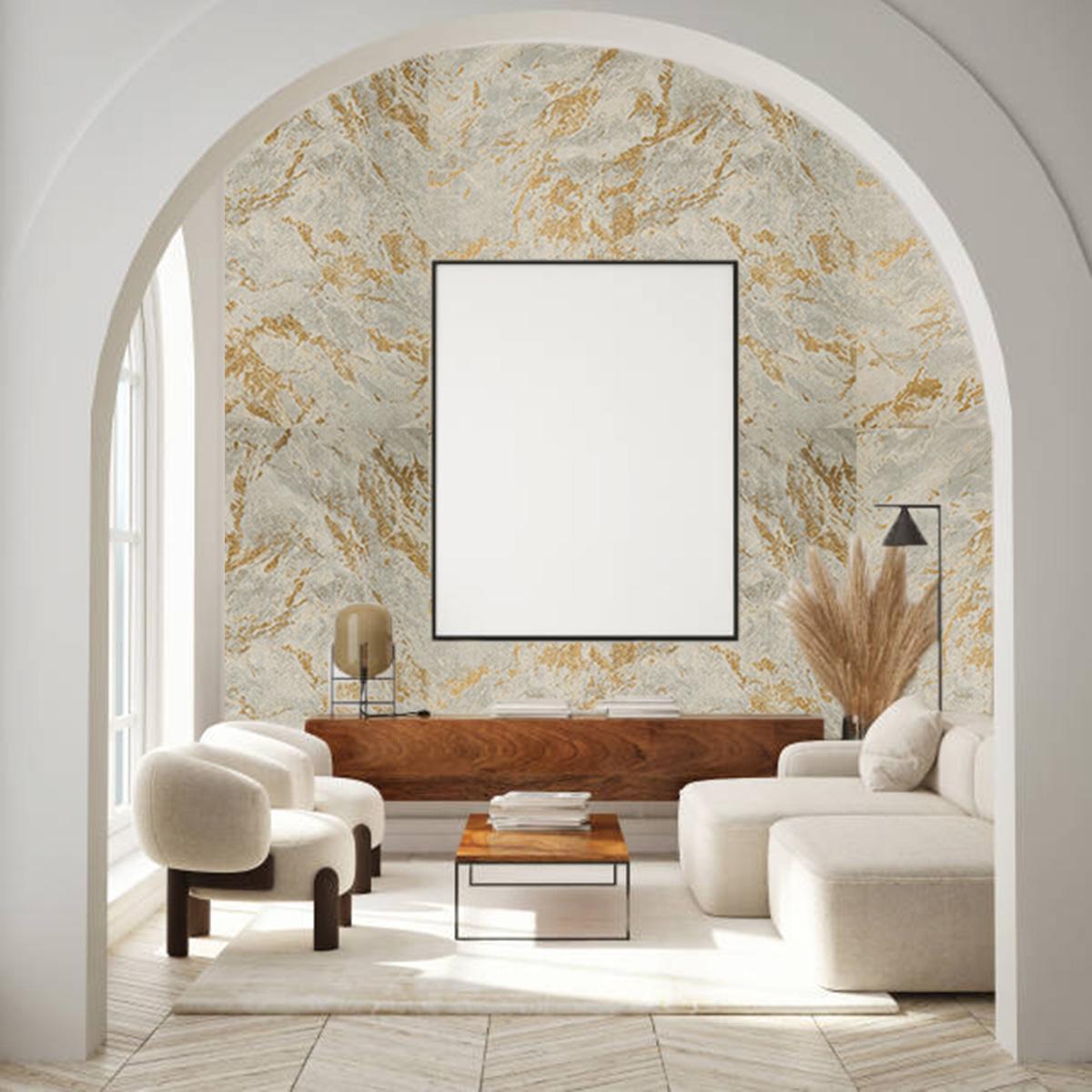 Тапет златно-сив текстуриран Vividium | Decoratis