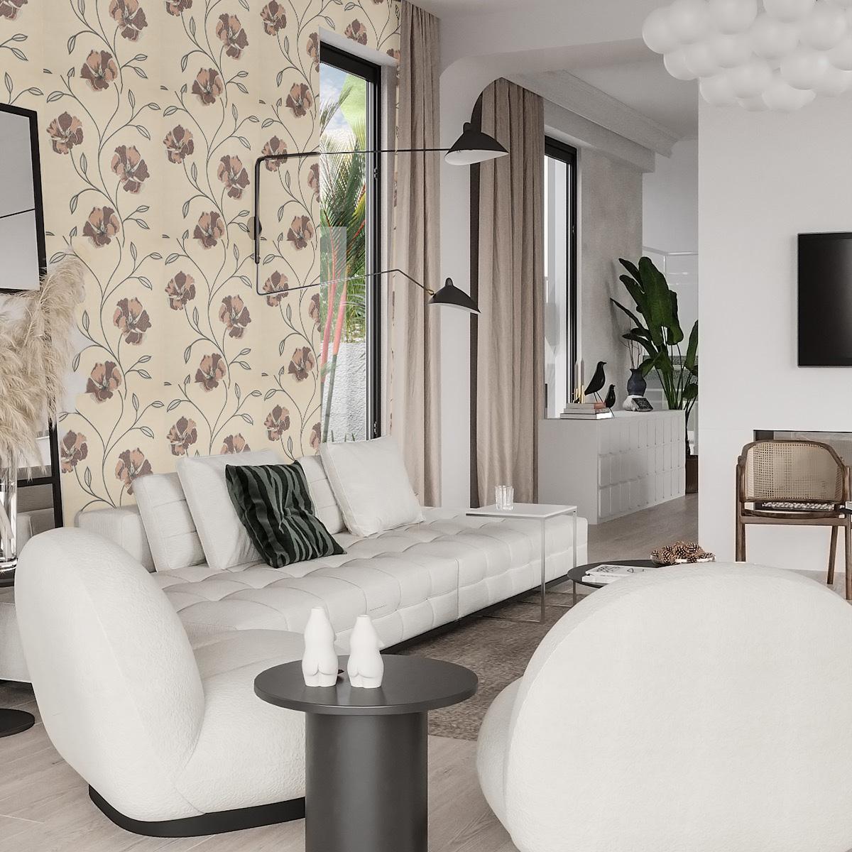 Тапет с флорален мотив в бежово | Garden Oasis | Decoratis