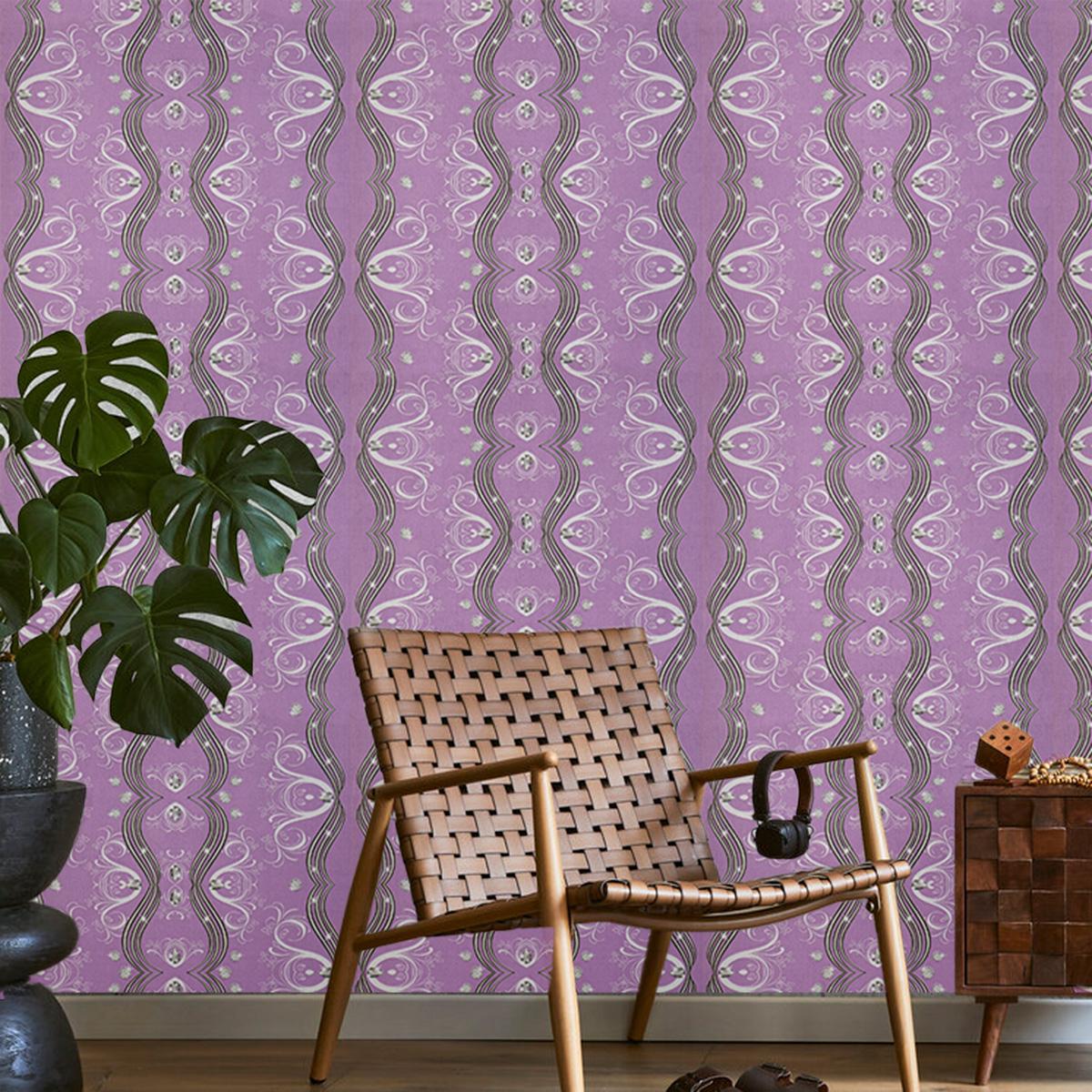 Тапет в лилаво Retro Revival | Decoratis