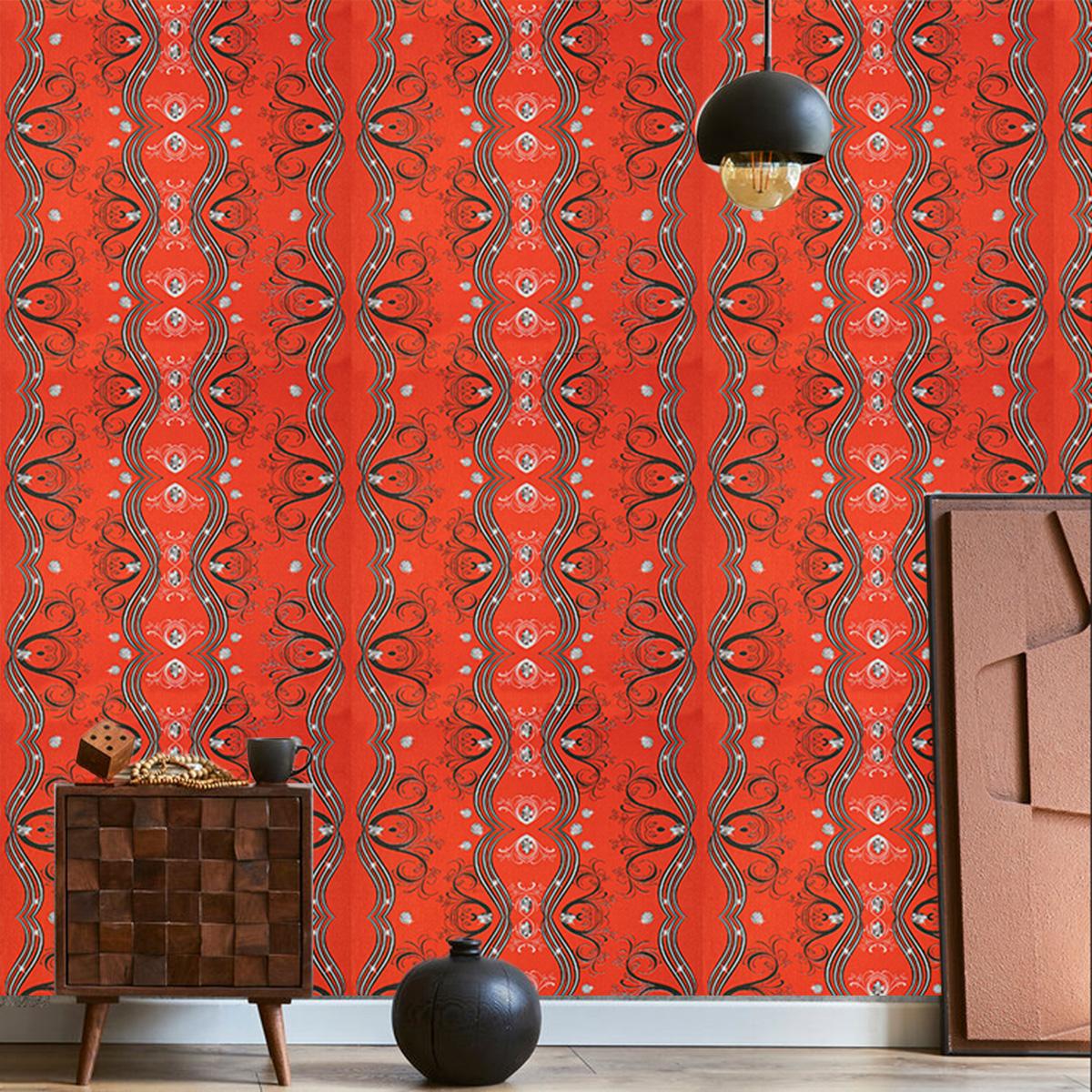 Тапет в червено Retro Revival | Decoratis
